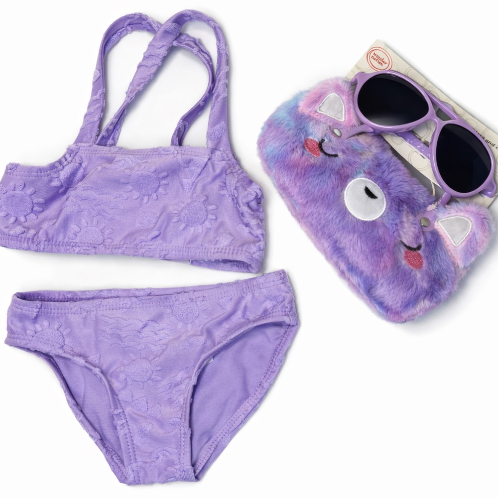 Wonder Nation Purple Kids Underwear Set with Sunglasses and Pouch